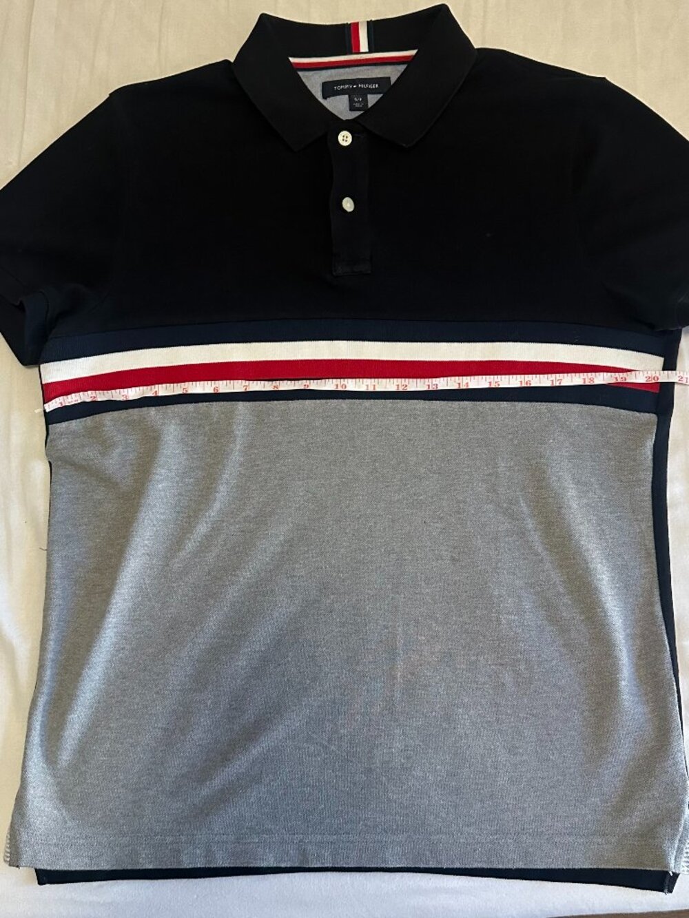 Tommy Hilfiger Men's Colorblock Polo Shirt Navy Gray Size S